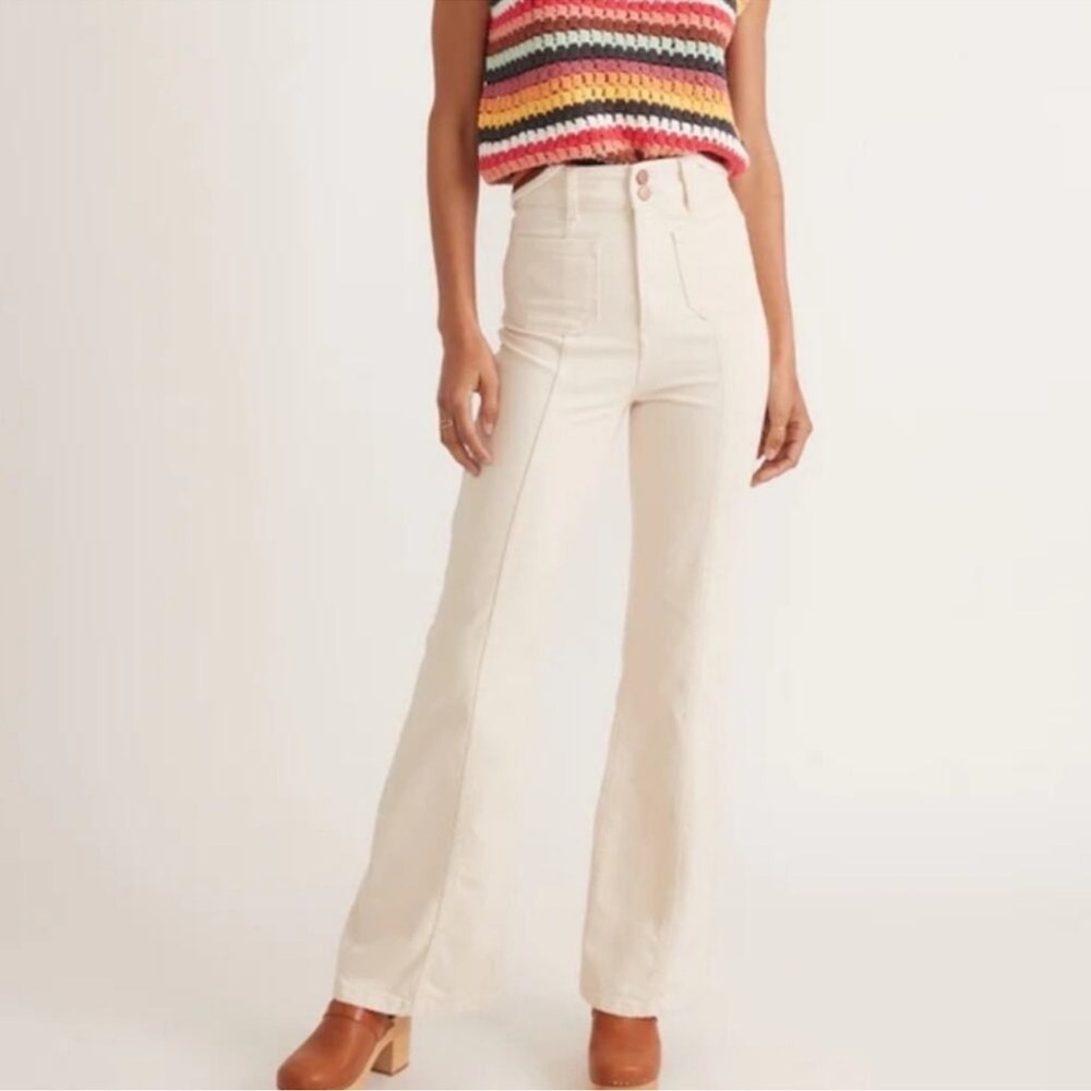 Marine Layer Cream Flare Jeans